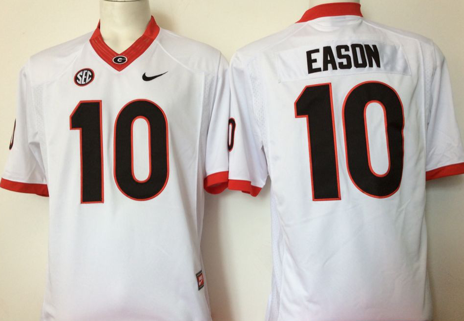 NCAA Men Georgia Bulldogs White #10 eason->ncaa teams->NCAA Jersey